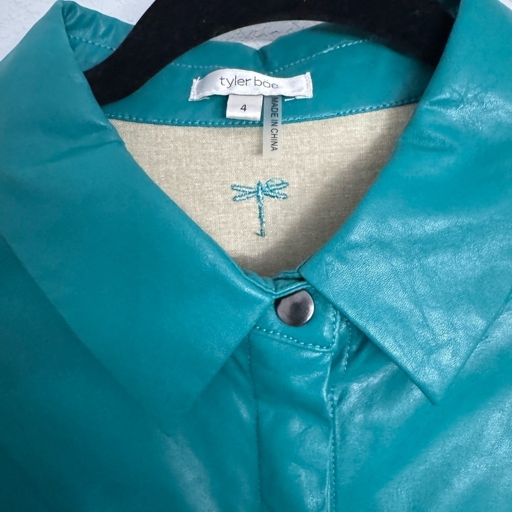 Tyler Boe Alice vegan Leather Shirt Deep Lake Size 4 - Picture 7 of 9